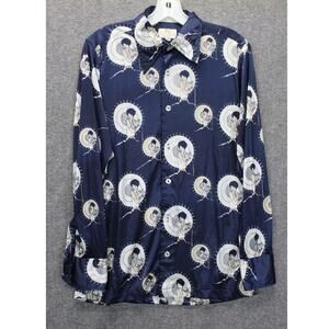 VTG The Custom Shop Shirtmakers Men's 15 15.5 Button Down Shirt Blue Novelty
